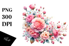 Pink Roses Watercolor, High-Res PNG Product Image 1