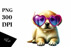 Colorful Puppy with Heart PNG Product Image 1