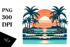 Retro Tropical Beach Sunset Clipart | Sublimation Clipart Product Image 1