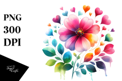 Colorful Digital Flower with Heart Petals, Transparent PNG Product Image 1
