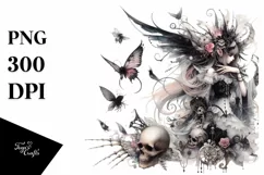 Gothic Fairy | Detailed Watercolor | Mysterious Product Image 3