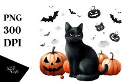 Halloween Black Cat | Simple Watercolor | Delicate Product Image 1