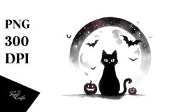 Halloween Black Cat | Simple Watercolor | Delicate Product Image 1