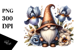 Cute GNOME with Iris Floral PNG Product Image 1
