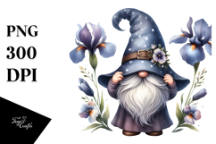Cute GNOME with Iris Floral PNG Product Image 1