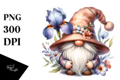 Adorable GNOME with Floral Ornament, PNG Product Image 1