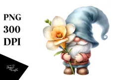 Cute GNOME with Freesia PNG Product Image 1