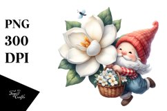 Adorable Gnome with Gardenia, PNG Product Image 1