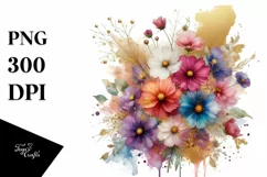 Abstract Vibrant Bouquet with Gold Foil | Clipart Product Image 3