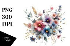 Colorful Wild Flowers with Gold PNG Product Image 1