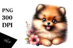 Happy Pomeranian Watercolor PNG Product Image 1