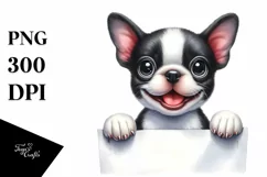 Cute Baby Boston Terrier Watercolor Funny | White Paper Product Image 3