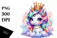 colorful Unicorn with Crown PNG Product Image 3