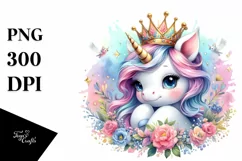 colorful Unicorn with Crown PNG Product Image 3