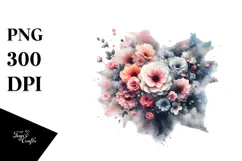Cute Flower with Butterfly Silhouettes PNG Product Image 1
