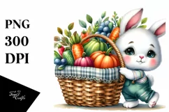 Baby Bunny with Autumn Vegetables | Sublimation | Clipart Product Image 1