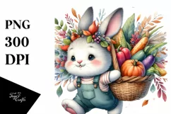 Baby Bunny with Autumn Vegetables | Sublimation | Clipart Product Image 1