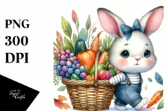 Baby Bunny with Autumn Vegetables | Sublimation | Clipart Product Image 1