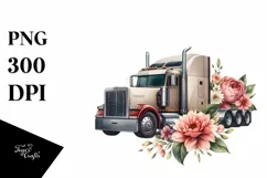 Patriotic Semi Truck Flower Clipart Product Image 3
