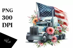 Flower Patriotic Semi Truck Clipart Product Image 3