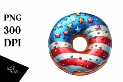 Vintage Donut USA Flag Colors Clipart Product Image 1