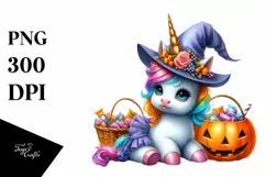 Cute Baby Unicorn Halloween Scenery | Sublimation | Clipart Product Image 3