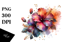 Shiny Hibiscus with Gold | Sublimation | Clipart Product Image 1