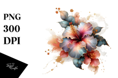 Shiny Hibiscus with Gold | Sublimation | Clipart Product Image 1