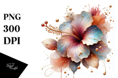Shiny Hibiscus with Gold | Sublimation | Clipart Product Image 1