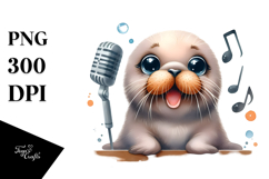 cute Baby Walrus Singer PNG Product Image 1