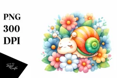 Colorful Sleeping Baby Snail Watercolor Product Image 3