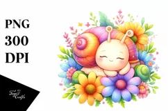 Colorful Sleeping Baby Snail Watercolor Product Image 3