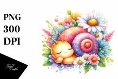 Colorful Baby Snail Sleeping Flower Clipart Product Image 3