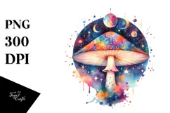 Colorful Watercolor Magical Mushroom Clipart Product Image 1