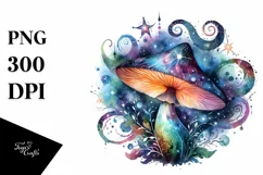 Colorful Watercolor Magical Mushroom Clipart Product Image 1
