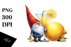 Whimsical Watercolor Painting with Gnome Drinking a Cocktail Product Image 1