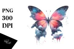 Cute Butterfly with Butterfly Silhouettes PNG Product Image 1