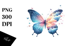 Butterfly Silhouettes, Watercolor PNG Product Image 1