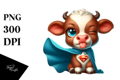Whimsical Baby Calf with Superhero Cape PNG Product Image 1