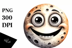 Funny Watercolor Haloween Moon Clipart with Smile Product Image 1