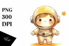 Whimsical Flower Astronaut Girl Clipart Product Image 1