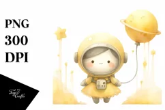 Whimsical Flower Astronaut Girl Clipart Product Image 1