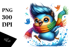 Cute Baby Bird Excited Jumping PNG Product Image 1