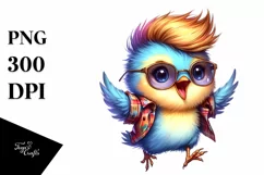 Cute Baby Bird Excited Jumping PNG Product Image 1