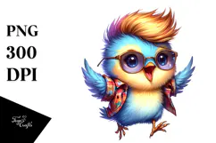 Cute Baby Bird Excited Jumping PNG Product Image 1