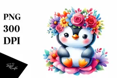 Colorful Cartoon-Style Penguin on Flower Product Image 3