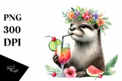 Young Otter Flower Wreath Cocktail Adorable | Clipart Product Image 3
