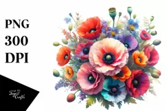 Colorful Bouquet Poppy | Sublimation | Clipart Product Image 3