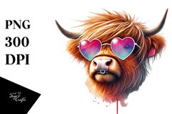 Colorful Highland Calf with Heart PNG Product Image 1
