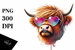 Colorful Highland Calf with Heart PNG Product Image 1